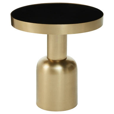 Corra Gold Finish Side Table With Glass Top