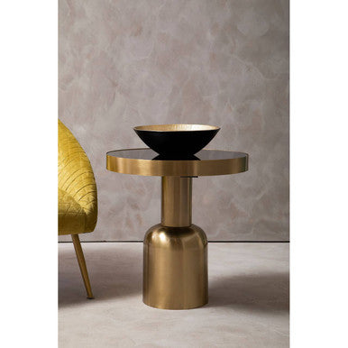Corra Gold Finish Side Table With Glass Top