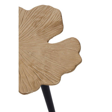 Gold Finish Small Aluminium Side Table with Black Metallic Finish Angular Legs, Prato