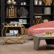 Avantis White Marble And Gold 2 Tier Drinks Trolley