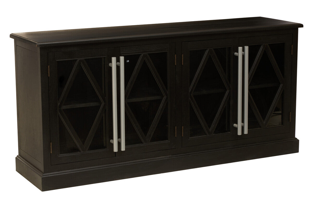 Lyon Black Oak Wood 4 Door Sideboard