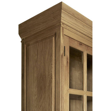 Lyon Oak Wood Tall Cabinet in Washed Grey Finish