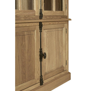 Lyon Oak Wood Tall Cabinet in Washed Grey Finish