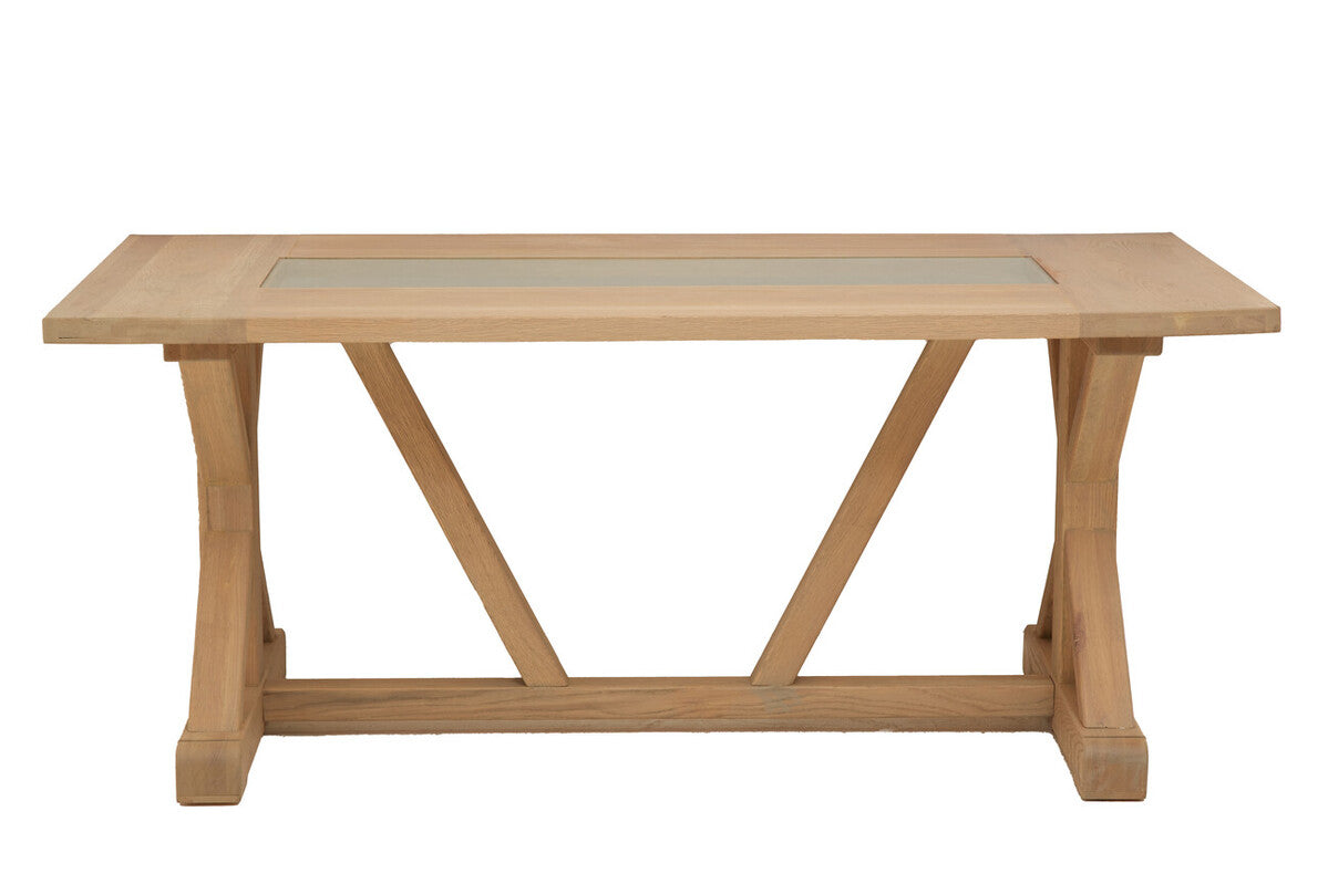 Lyon Washed Grey Oak Wood and Glass Dining Table