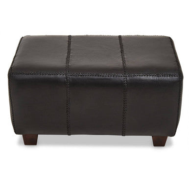 Inca Black Leather Bench with Teak Wood Legs