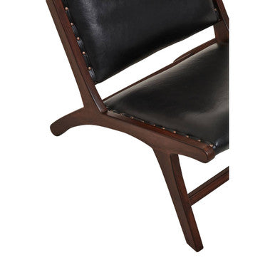 Inca Genuine Black Leather Lounge Chair