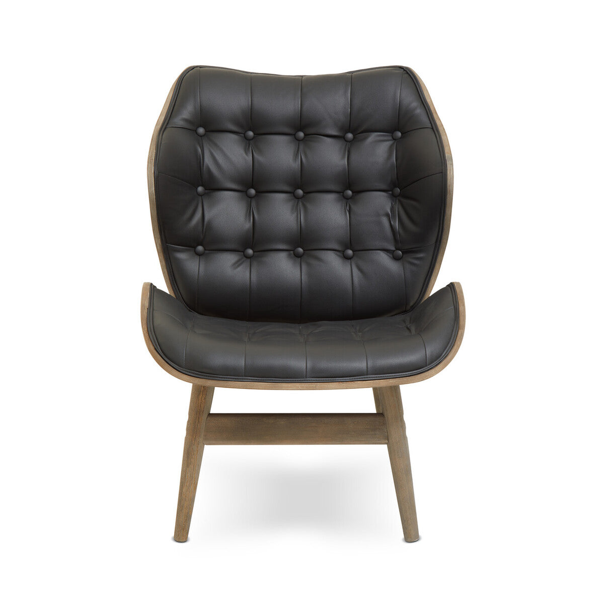 Vinsi Black Leather Effect Chair With Button Detail - Image 1
