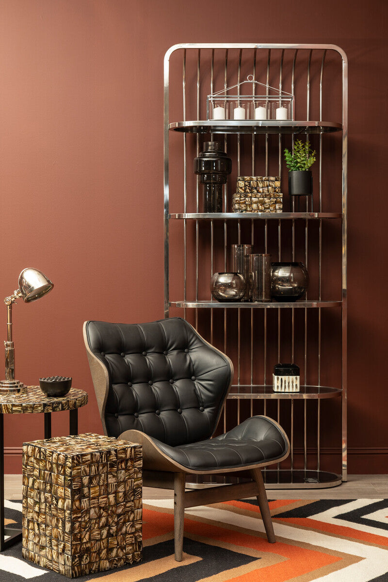 Vinsi Black Leather Effect Chair With Button Detail - Image 4