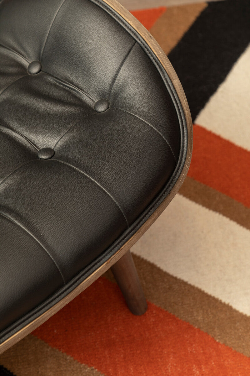 Vinsi Black Leather Effect Chair With Button Detail - Image 5