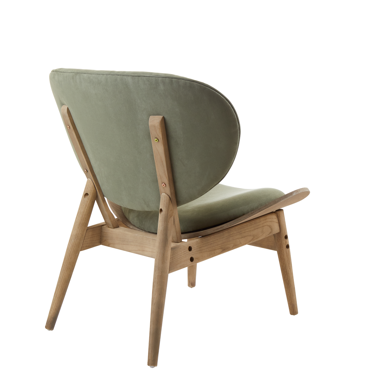 Green Velvet Chair with Grey Elm Wood Frame | Vinsi