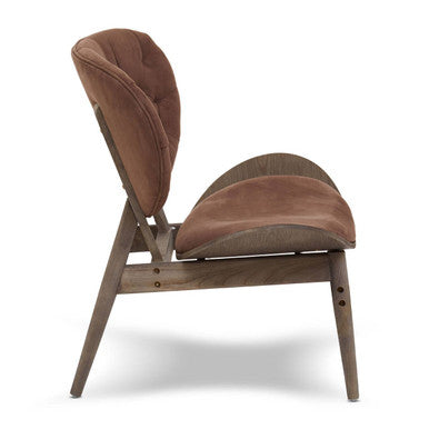 Vinsi Brown Velvet Chair with Dark Elm