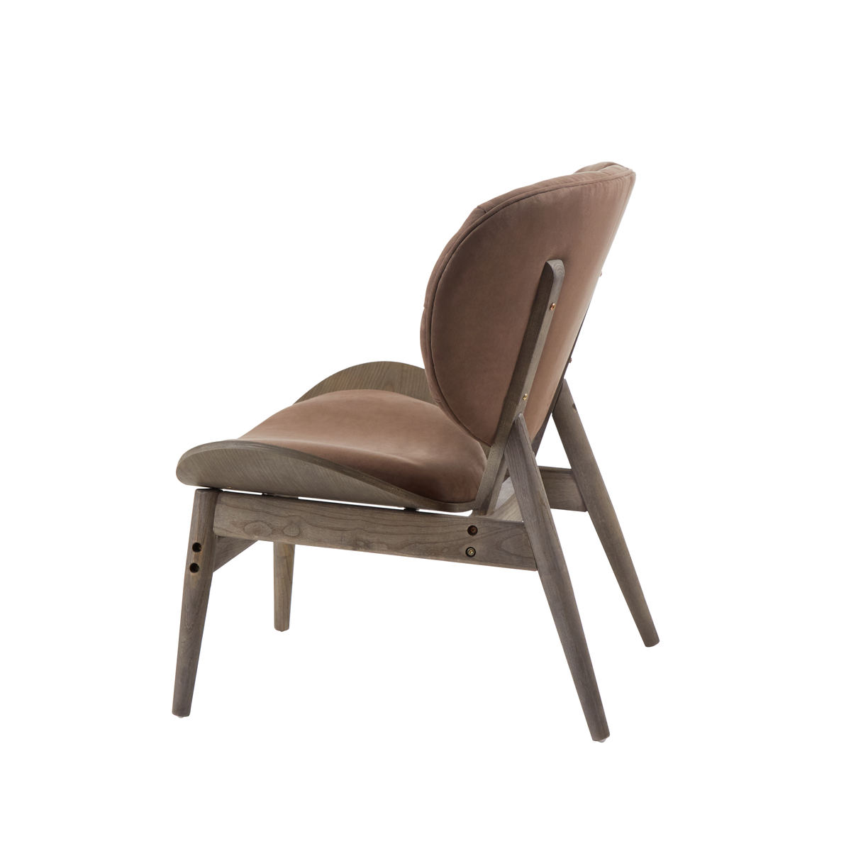 Brown Velvet Chair with Dark Elm Wood Frame | Vinsi