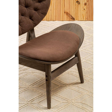 Vinsi Brown Velvet Chair with Dark Elm