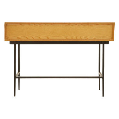 Jakara Two Drawer Natural Finish Console Table With Black Metal Legs