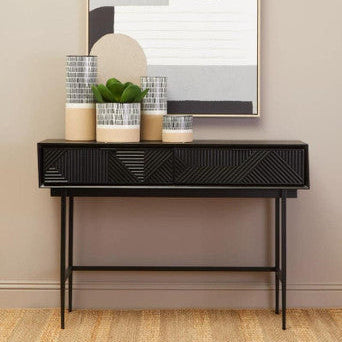 Jakara Black Finish Console Table with 2 Drawers - Image 1