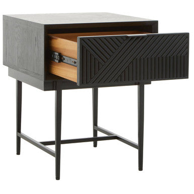 Jakara Black Finish Side Table with 1 Drawer