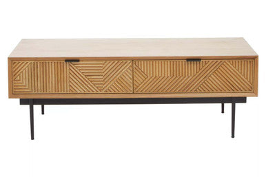 Jakara Natural Finish Coffee Table with Drawers - Image 2