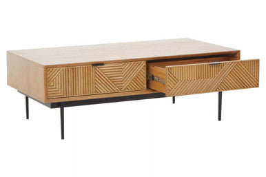 Jakara Natural Finish Coffee Table with Drawers