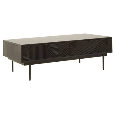 Jakara Black Finish Coffee Table with Drawers