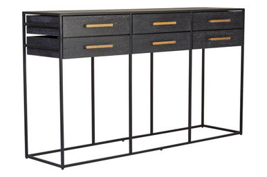Judd Black Finish 6 Drawer Console Table