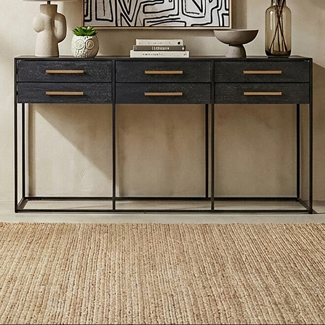 Judd Black Finish 6 Drawer Console Table - Image 3