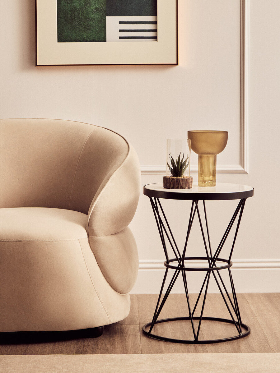 Shalimar Round White Marble Top Side Table