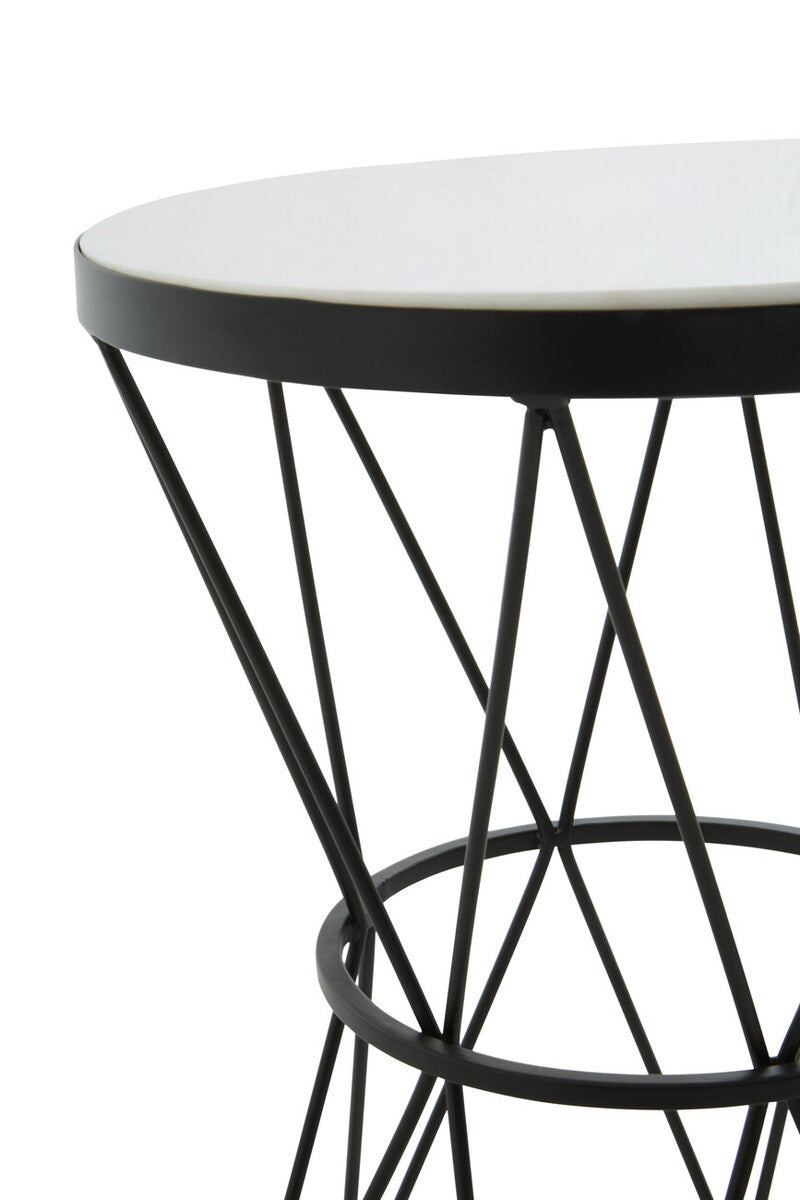 Shalimar Round White Marble Top Side Table