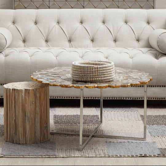 Rabia Agate Coffee Table With Cross Base - Image 1