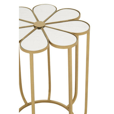 Rabia Petal Side Table With Mirrored Top