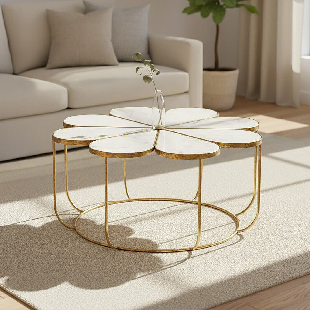Rabia Petal Coffee Table With Marble Top - Image 1