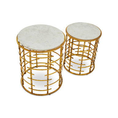 Rabia Gold Set Of 2 Round Tables with Marble Top - Image 5