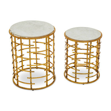 Rabia Gold Set Of 2 Round Tables with Marble Top - Image 9
