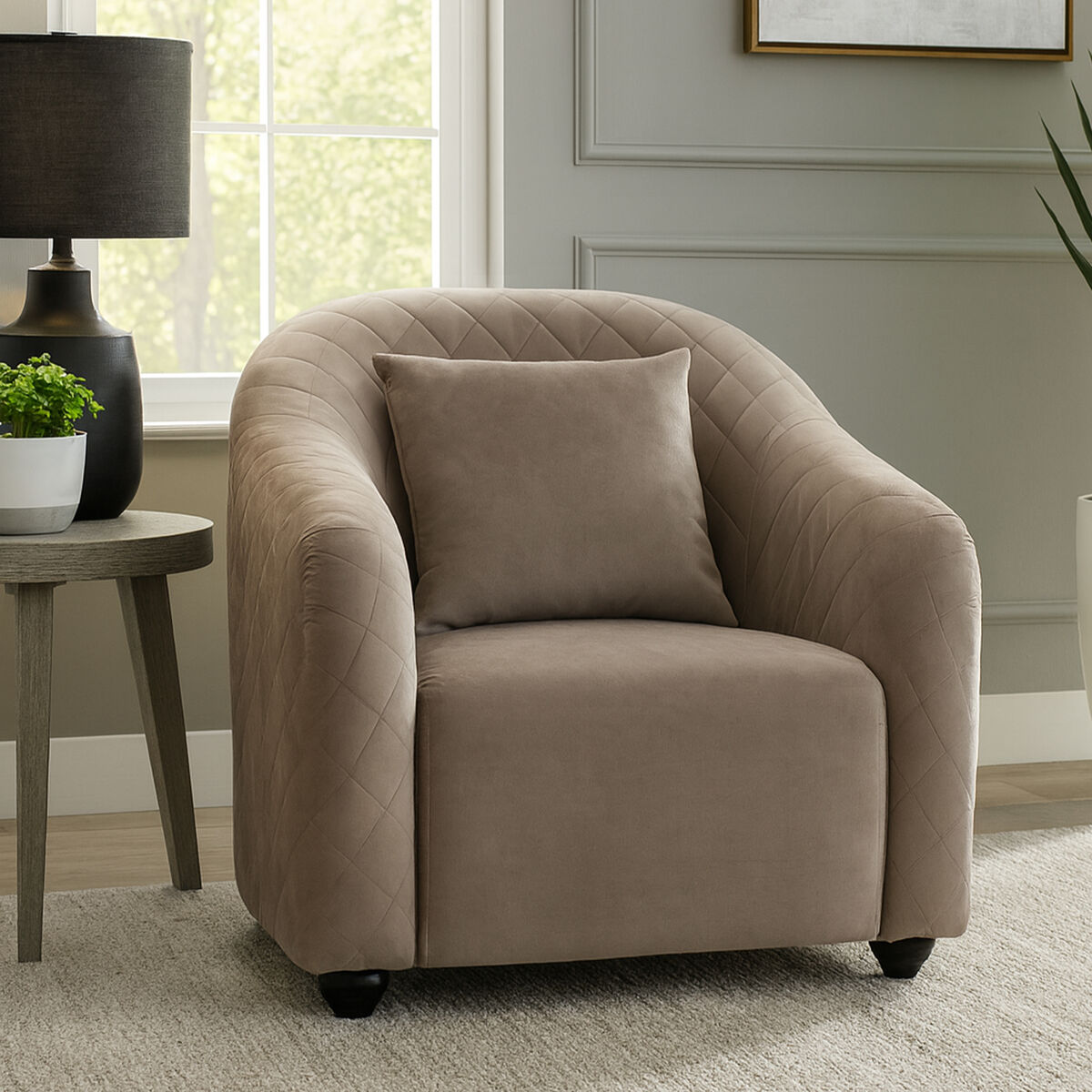 Fifi Grey Velvet Chair - Image 1