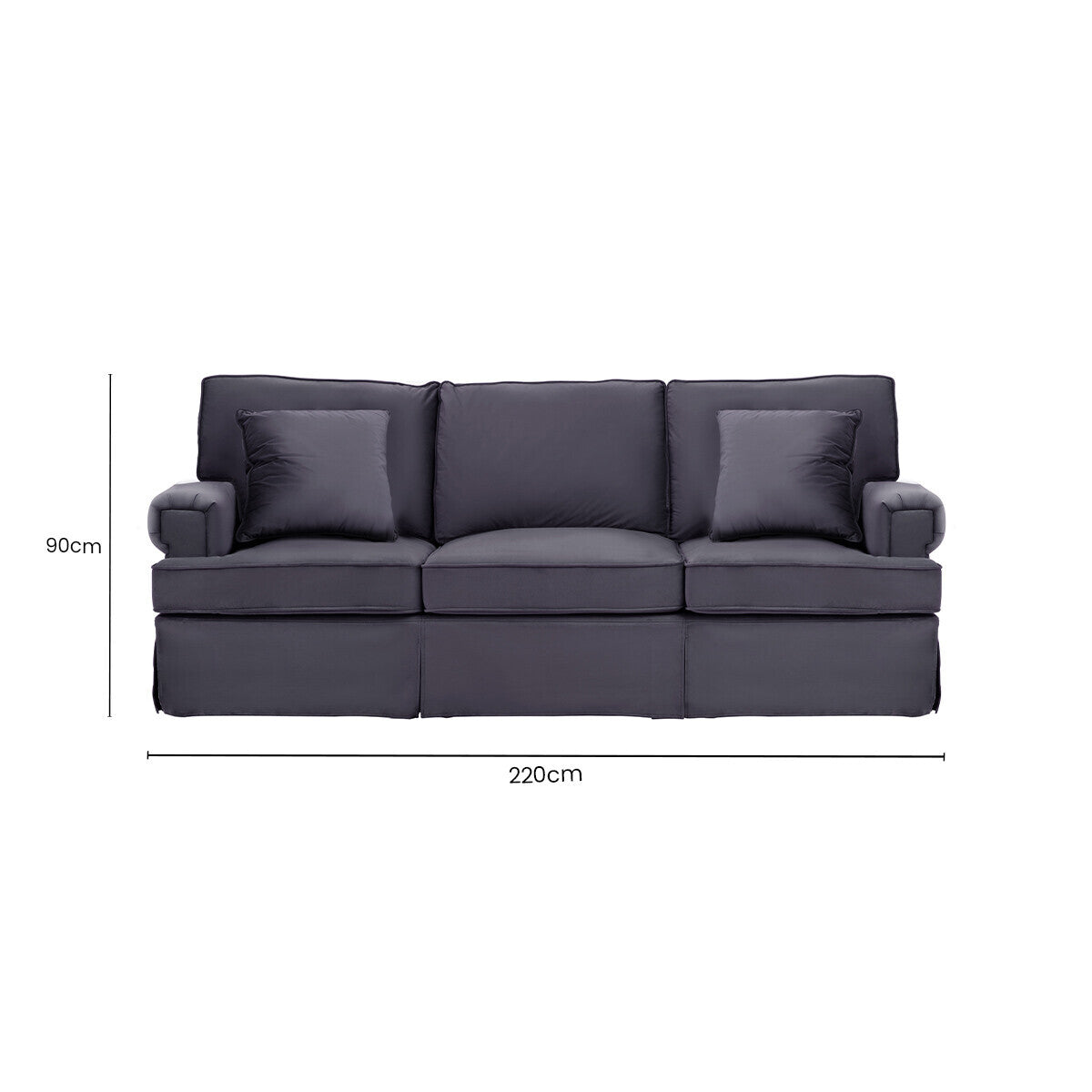 3 Seater Black Velvet Sofa, Ralph