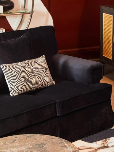 Ralph Three Seat Black Velvet Sofa
