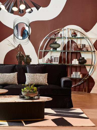 Ralph Three Seat Black Velvet Sofa