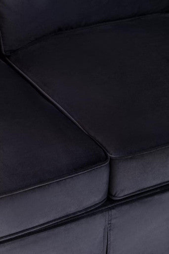 Ralph Three Seat Black Velvet Sofa