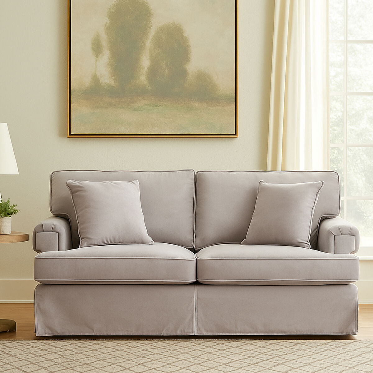 2 Seater Grey Velvet Sofa, Ralph - Image 1