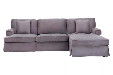 Ralph Three Seat Grey Velvet Right Chaise Sofa
