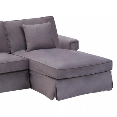 3 Seater Grey Velvet Right Chaise Sofa, Ralph - Image 9