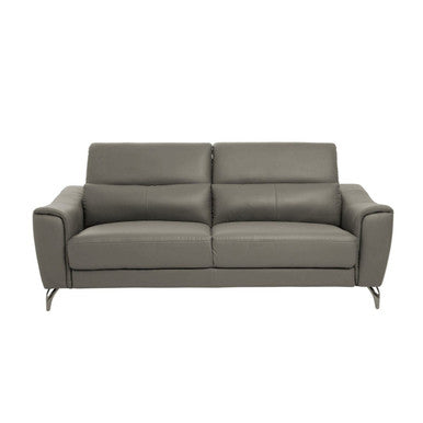 3 Seater Grey Leather Sofa, Padua - Image 2