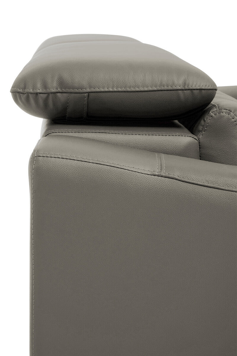 3 Seater Grey Leather Sofa, Padua - Image 9