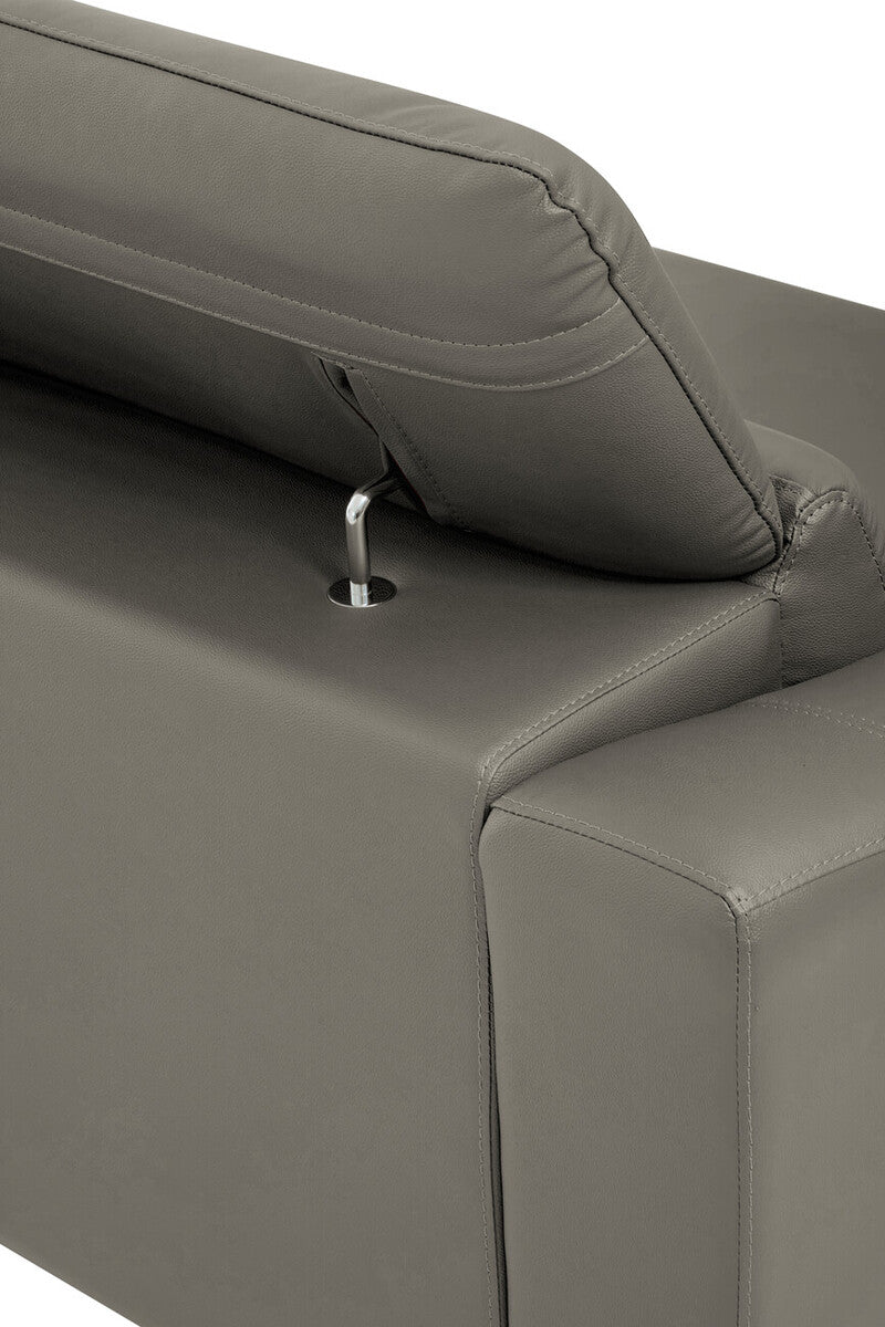 3 Seater Grey Leather Sofa, Padua - Image 15