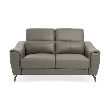 2 Seater Grey Leather Sofa, Padua - Image 2
