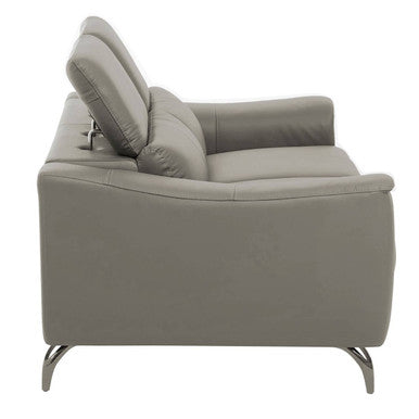 2 Seater Grey Leather Sofa, Padua - Image 4