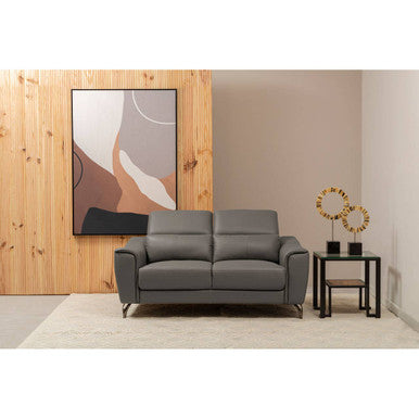 Padua 2 Seat Grey Leather Sofa