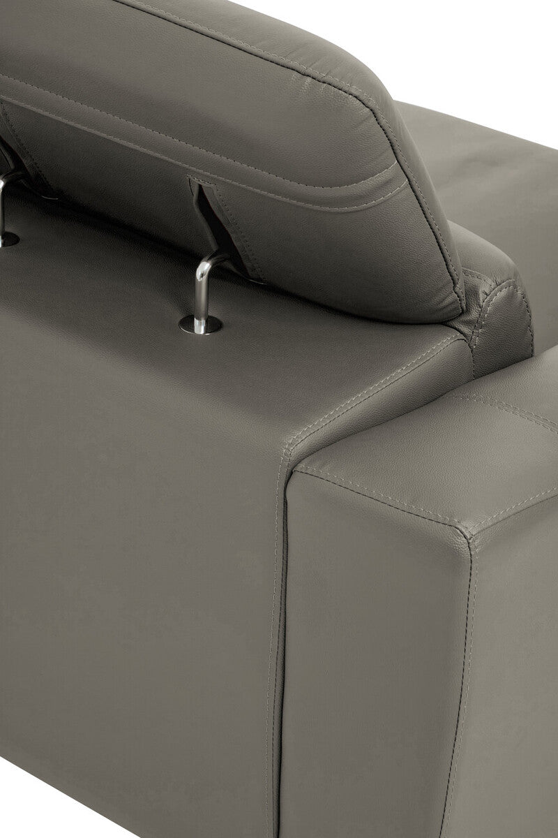 2 Seater Grey Leather Sofa, Padua - Image 17