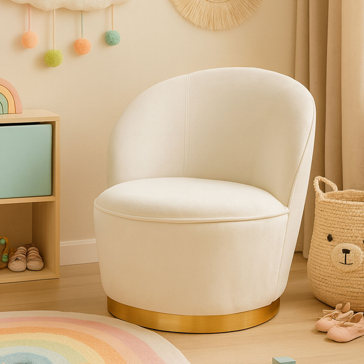 White chair with gold base in a child&