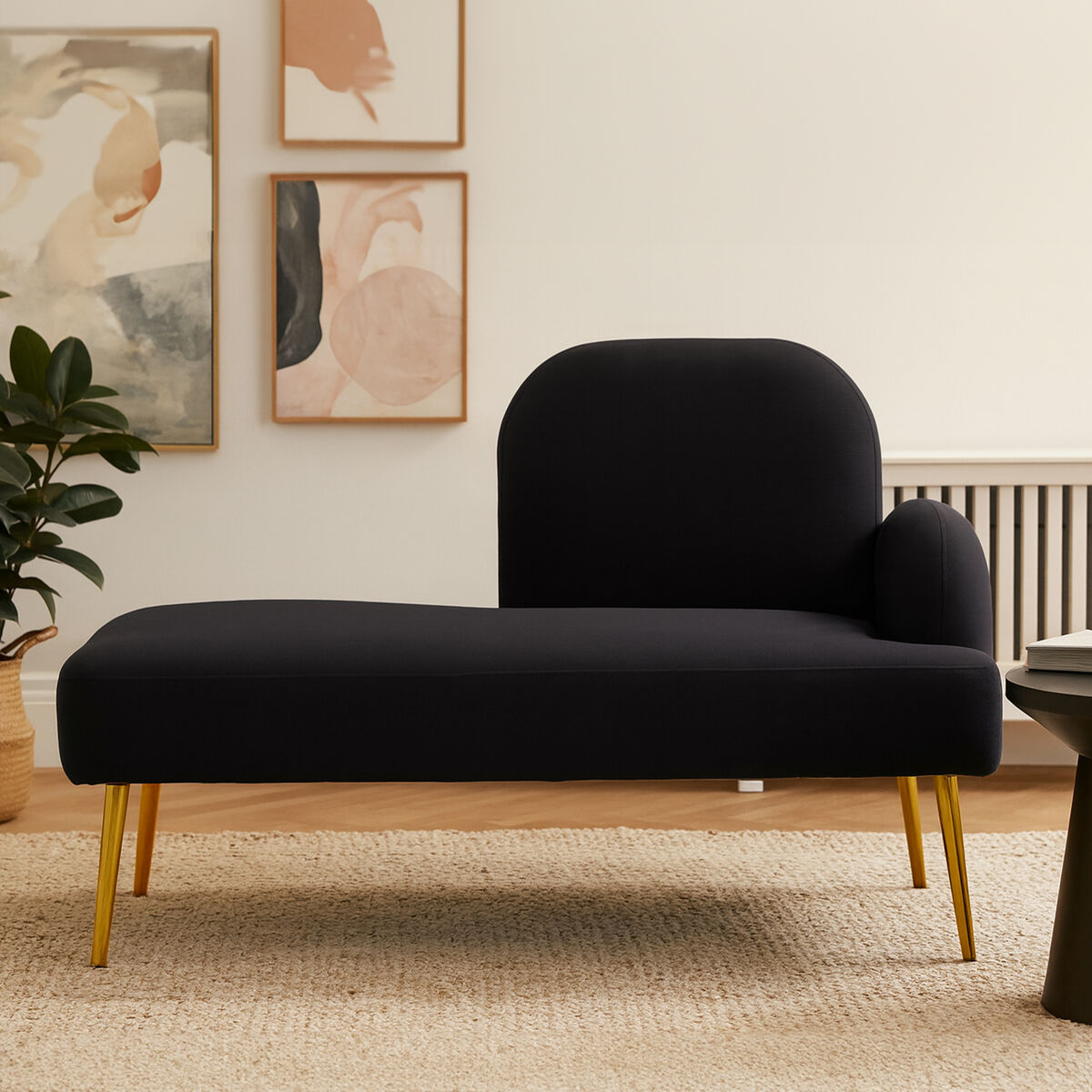 Heather Black Right Hand Chaise Longue - Image 1