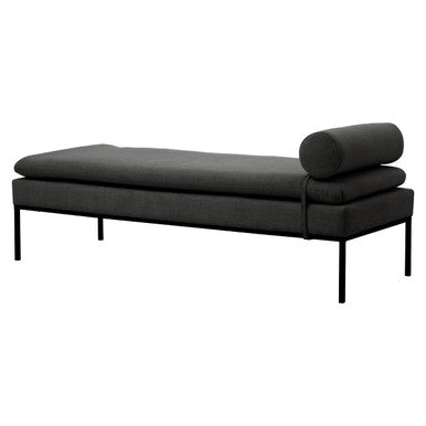 Harley Dark Grey Linen Textured Iron Frame Day Bed - Image 2